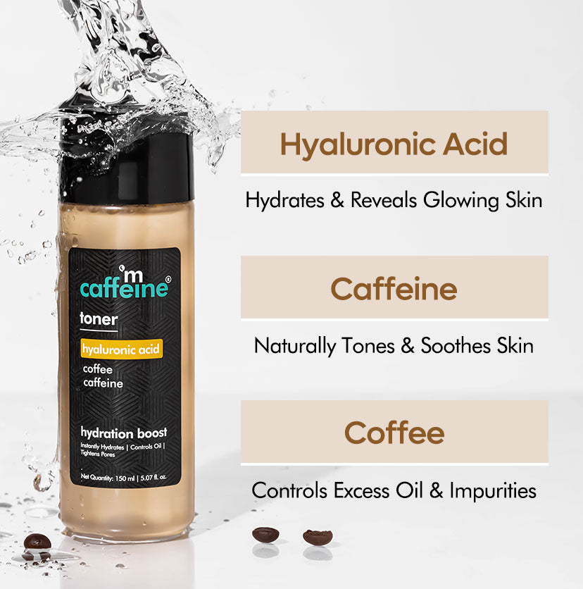 Coffee Face Toner with Hyaluronic Acid | 24 Hrs Hydration | Controls Oil & Tightens Pores | Alcohol-Free - 150 ml