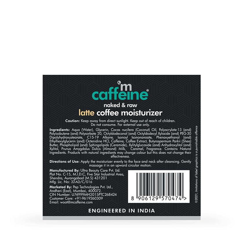 Latte Coffee Face Moisturizer with Shea Butter - Ceramide - Almond Milk - 50 ml