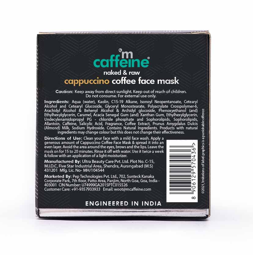 Cappuccino Coffee Face Mask with Salicylic Acid - Kaolin Clay | For Acne Prone Skin - 100g