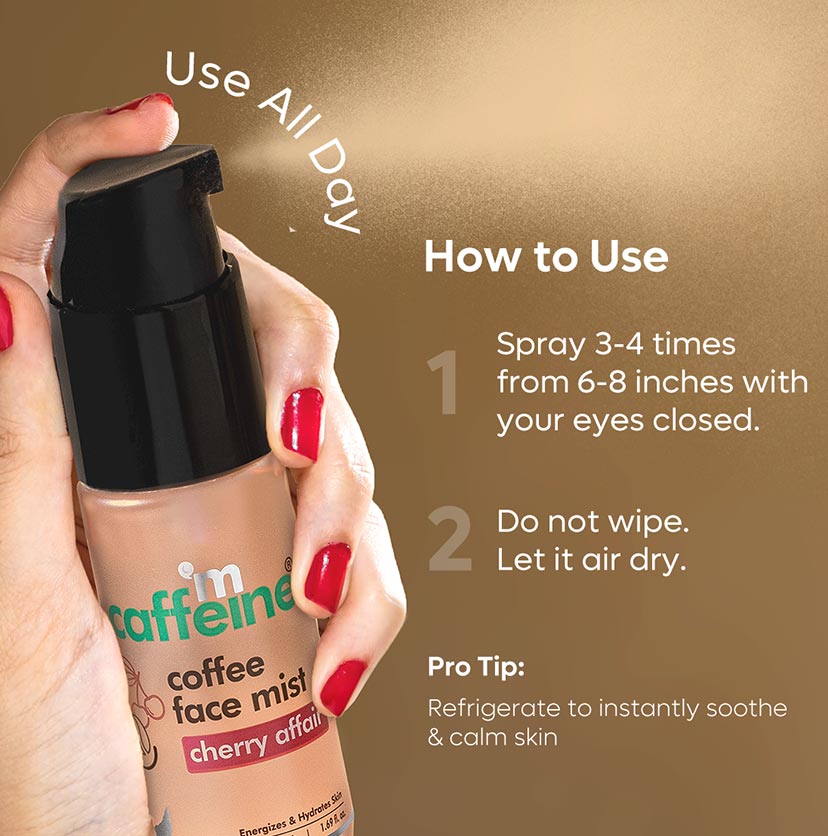 Cherry Affair Energizing Coffee Face Mist with Hyaluronic Acid for Instant Glow & Hydration - 50 ml