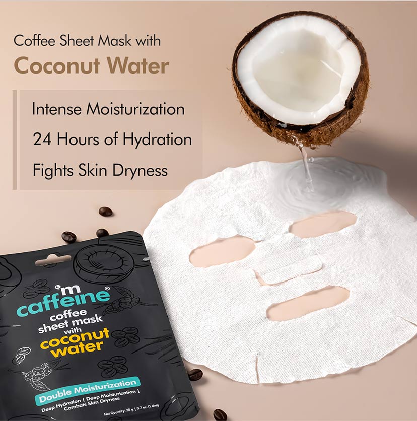 Coffee Sheet Masks  - Pack of 3 | Vitamin C | Hyaluronic Acid | Coconut Water