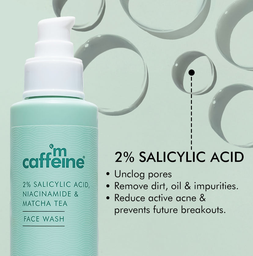 2% Salicylic Acid Niacinamide & Matcha Tea Face Wash | Oily & Acne Prone Skin - 100 ml