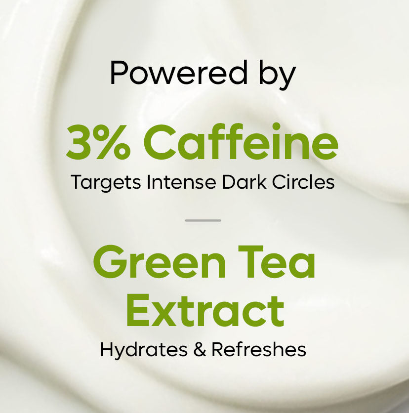 Green Tea Under Eye Cream with 3% Caffeine to Reduce Fine Lines, Wrinkles & Dark Circles - 15 ml