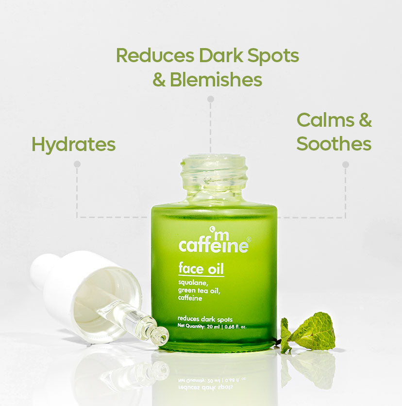 Green Tea & Squalane Face Oil for Dewy Glow | Hydrates & Reduces Dark Spots - 20 ml