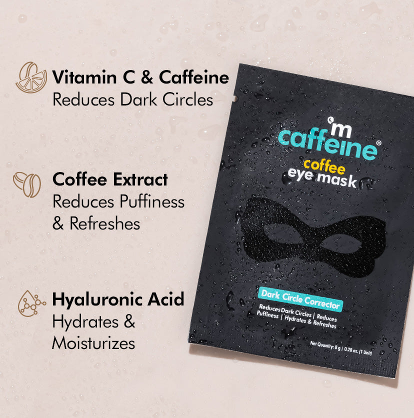 Coffee Eye Mask for Dark Circles with Vitamin C & Caffeine - 2x Hydration - 8g | Pack of 3