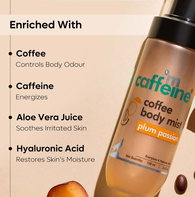 Plum Passion Energizing Coffee Body Mist | Long Lasting fragrance of tropical plum - 100 ml