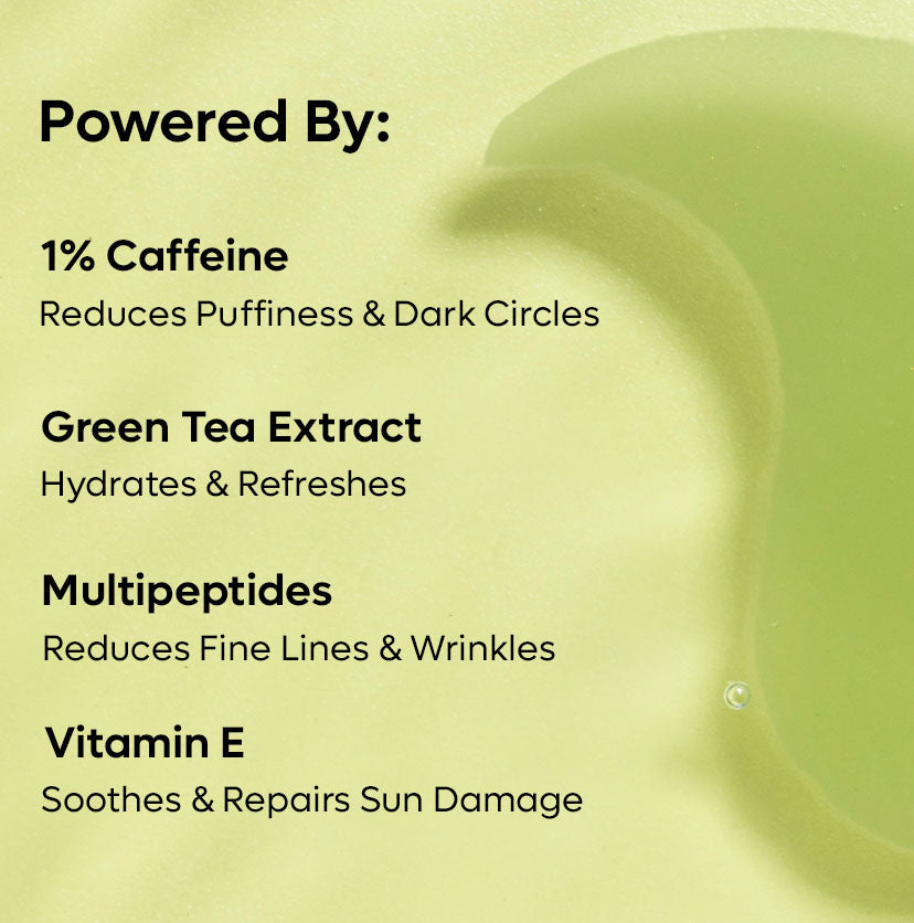 Green Tea Hydrogel Under Eye Patches for Fine Lines | 1% Caffeine Depuffs - 30 pairs