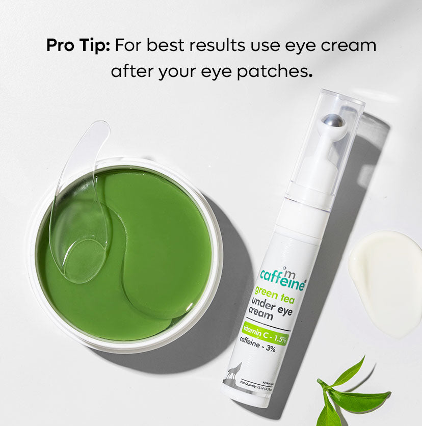 Green Tea Under Eye Cream with 3% Caffeine to Reduce Fine Lines, Wrinkles & Dark Circles - 15 ml