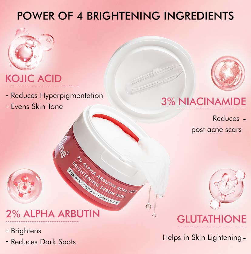 CLEAR GLOW 2% Alpha Arbutin Kojic Acid Brightening Serum Pads - 40 Pads