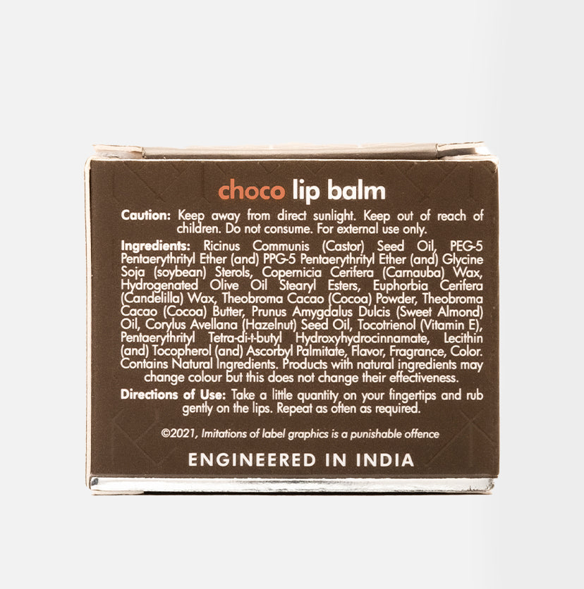 Choco Lip Balm with Cocoa Butter - Heals Dry Chapped Lips | 24H Deep Moisturization - 12g