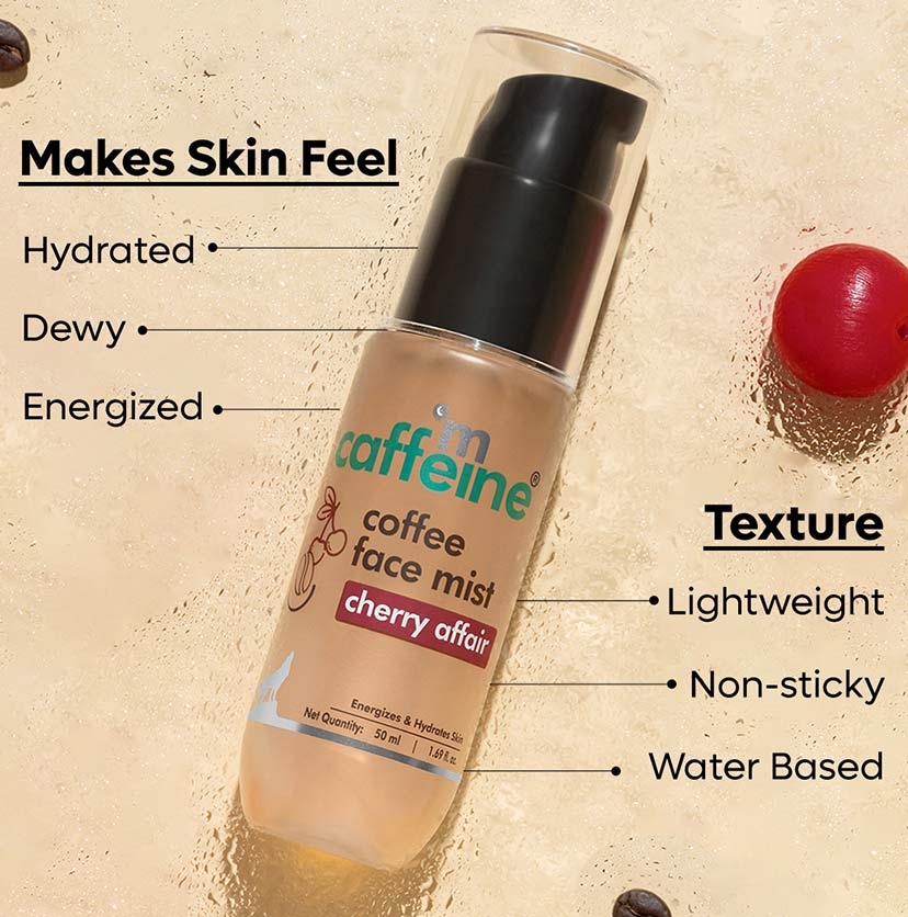 Cherry Affair Energizing Coffee Face Mist with Hyaluronic Acid for Instant Glow & Hydration - 50 ml