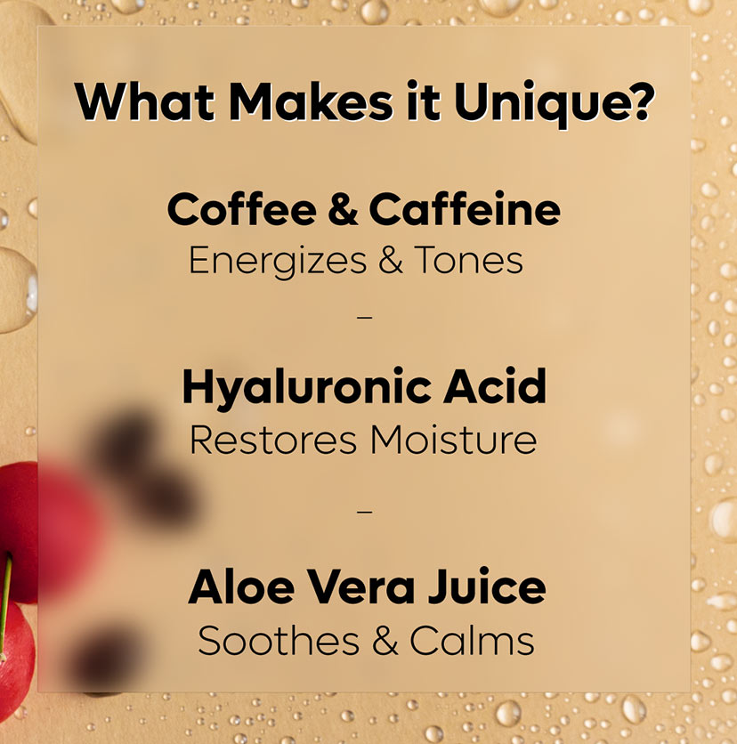 Cherry Affair Energizing Coffee Face Mist with Hyaluronic Acid for Instant Glow & Hydration - 50 ml