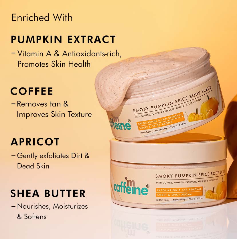 Smoky Pumpkin Spice Body Scrub | Exfoliates, Removes Tan | Sweet & Spicy Aroma - 175g