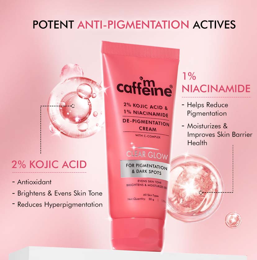 CLEAR GLOW 2% Kojic Acid,1% Niacinamide De-Pigmentation Cream - 50g