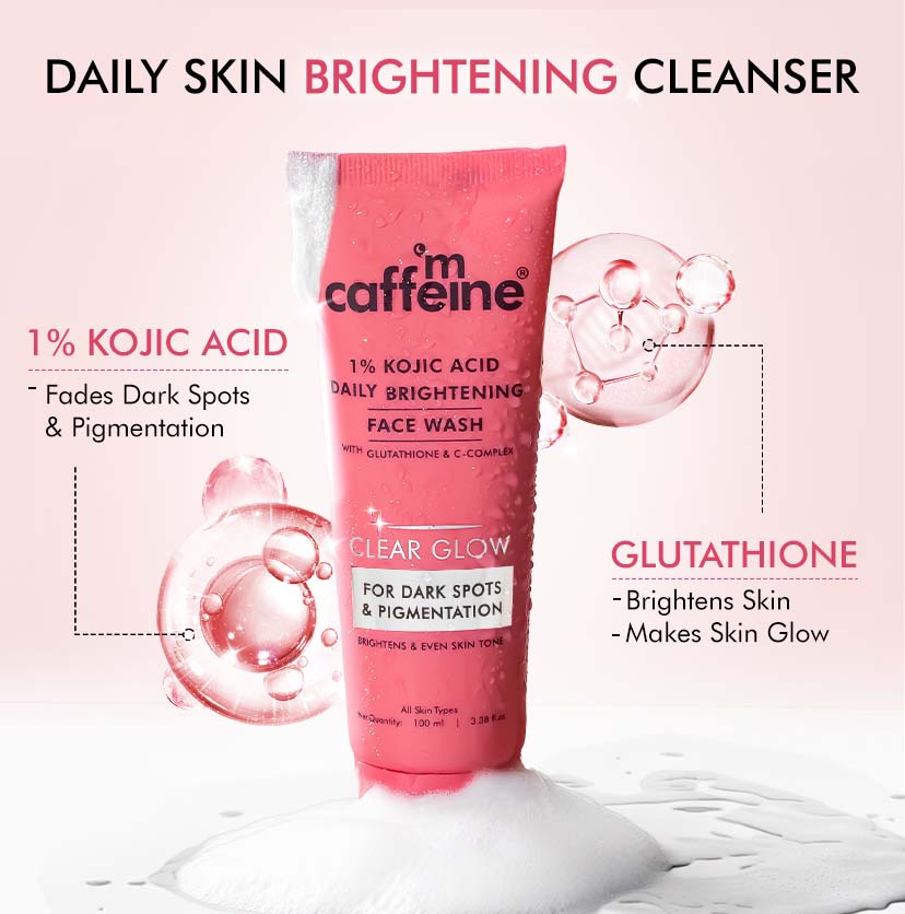 CLEAR GLOW 1% Kojic Acid Daily Brightening Face Wash For Dark Spots & Pigmentation - 100ml